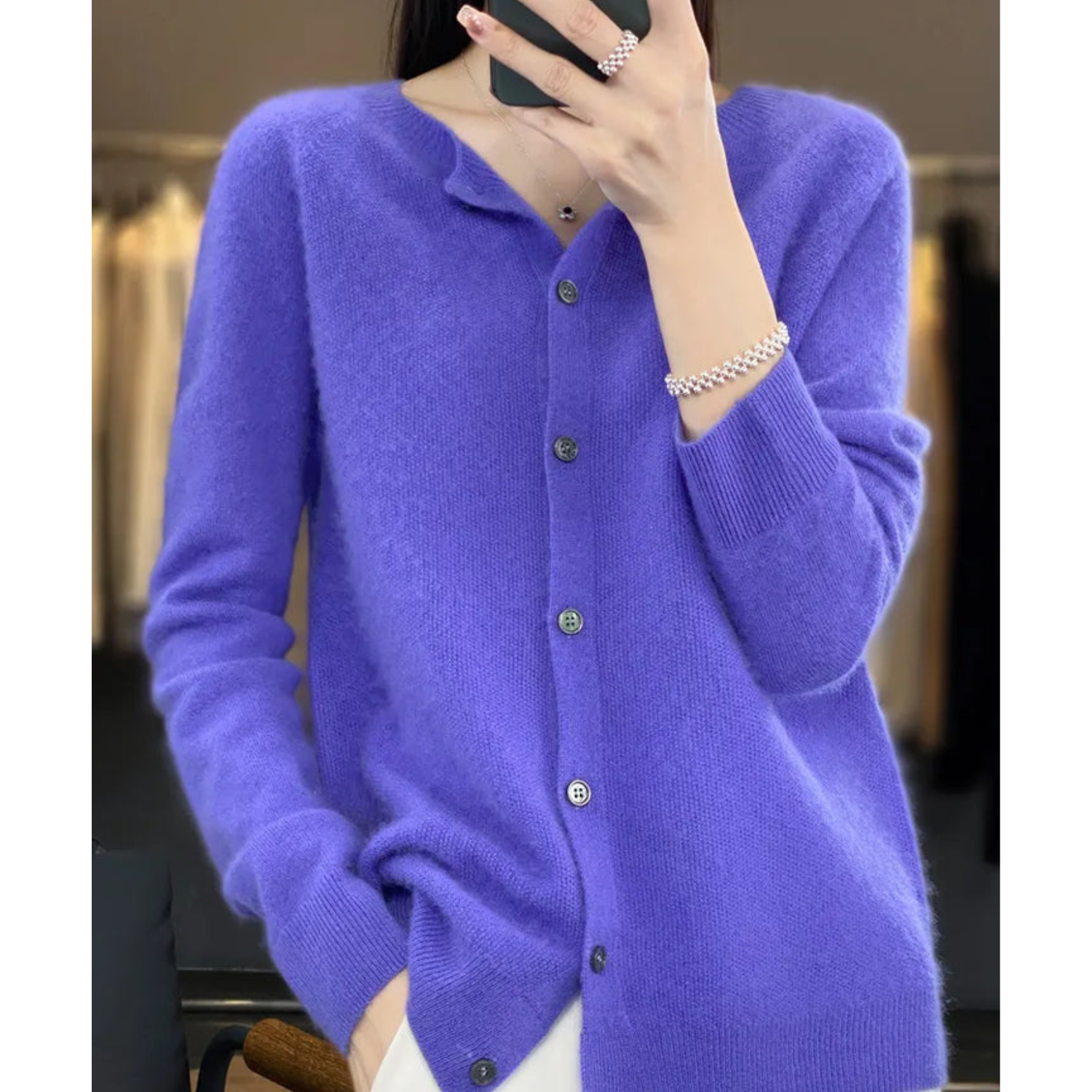 Mjukstickat Cardigan | Knäppt | Långärmad | Stickad Cardigan | Damstickat-Mira Lina