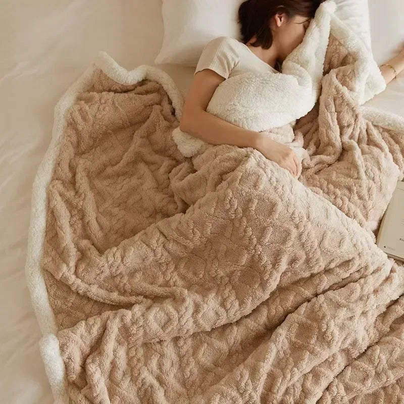 Mysig sherpafilt - Fluffig - Vinter - Plushfilt - Fleecefilt-Mira Lina