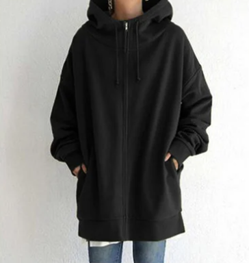 Överdimensionerad hoodie – dammodell med lös passform och lång dragkedja-Mira Lina