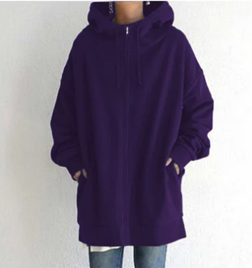 Överdimensionerad hoodie – dammodell med lös passform och lång dragkedja-Mira Lina