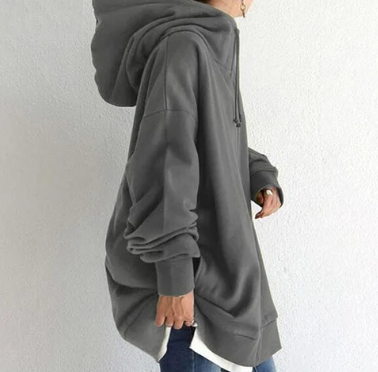 Överdimensionerad hoodie – dammodell med lös passform och lång dragkedja-Mira Lina