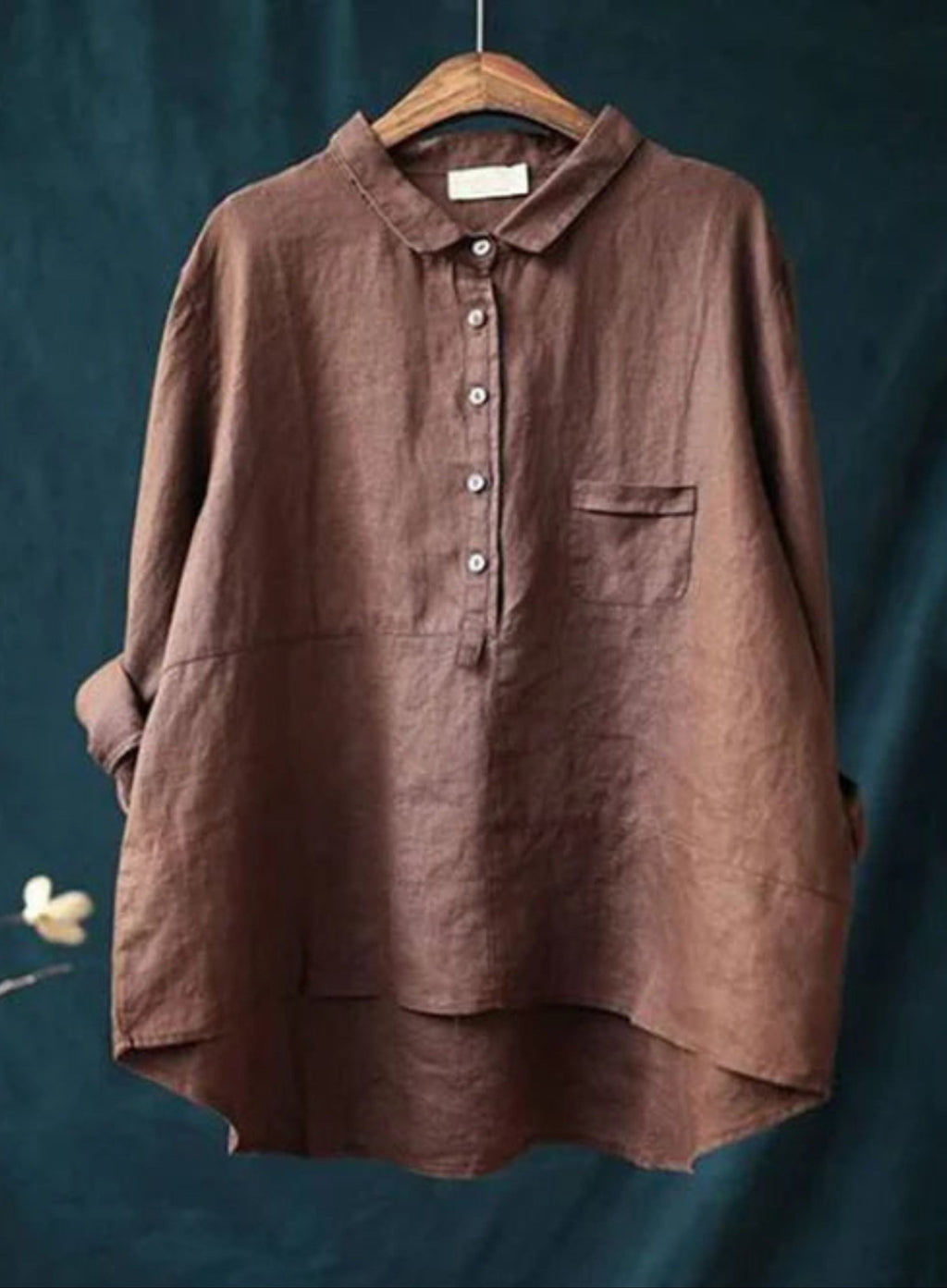 Överdimensionerad skjorta – slubväv – krage – överdimensionerad blus – damskjorta-Mira Lina