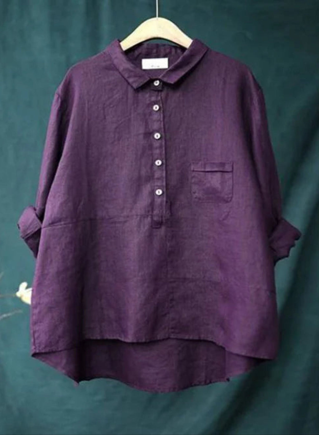 Överdimensionerad skjorta – slubväv – krage – överdimensionerad blus – damskjorta-Mira Lina