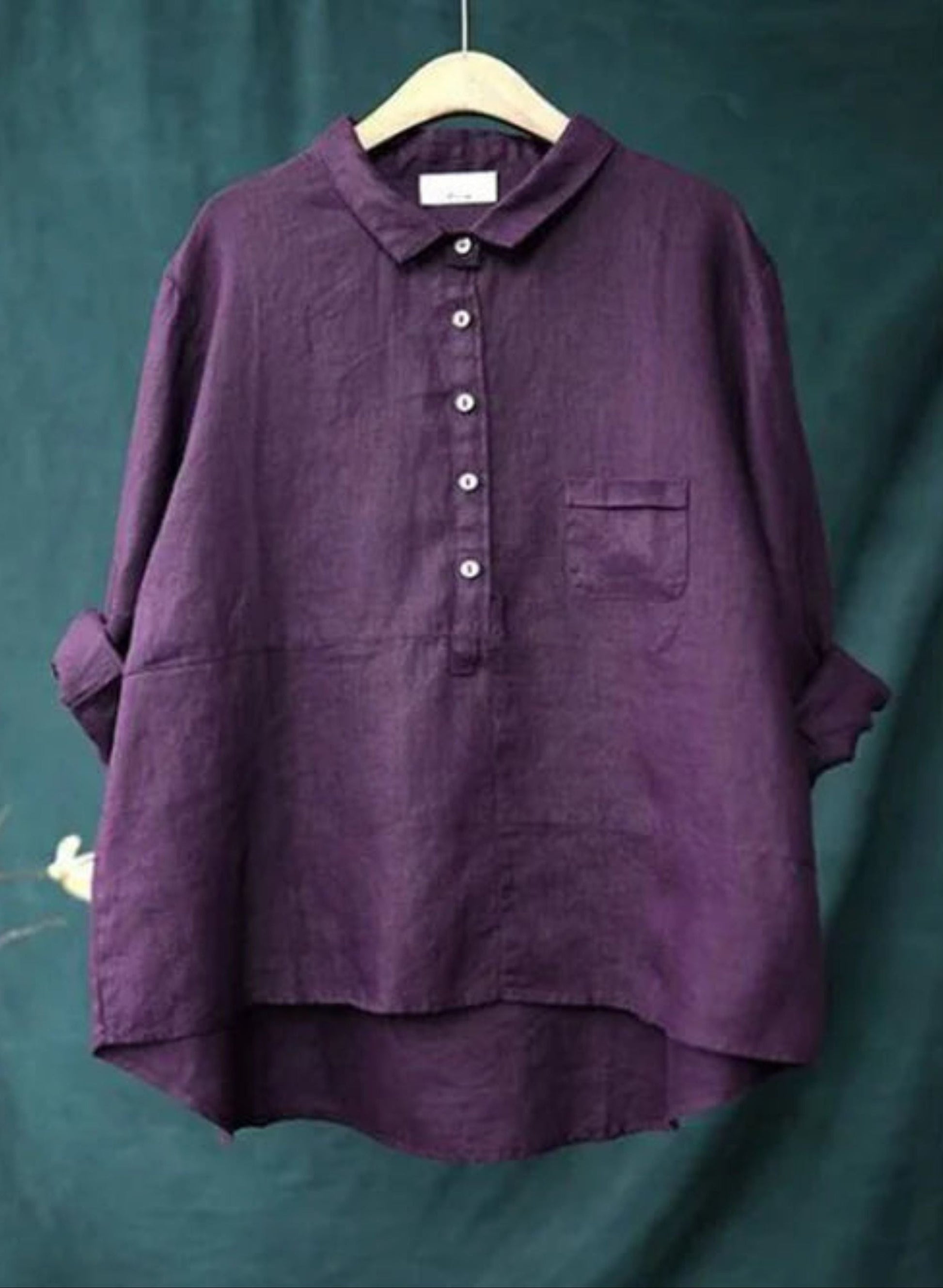 Överdimensionerad skjorta – slubväv – krage – överdimensionerad blus – damskjorta-Mira Lina