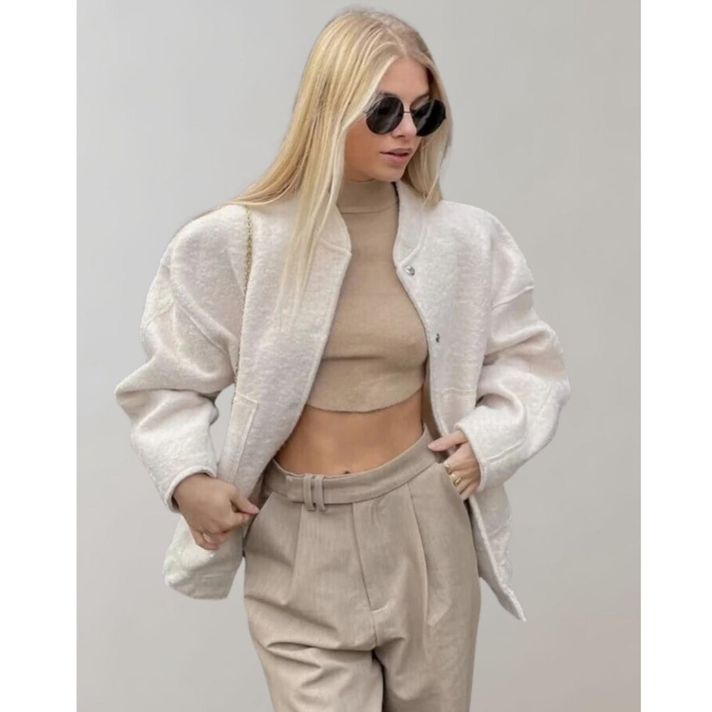 Oversized Bomberjacka | Knappslå | Fickor | Oversized Jacka | Damjacka-Mira Lina