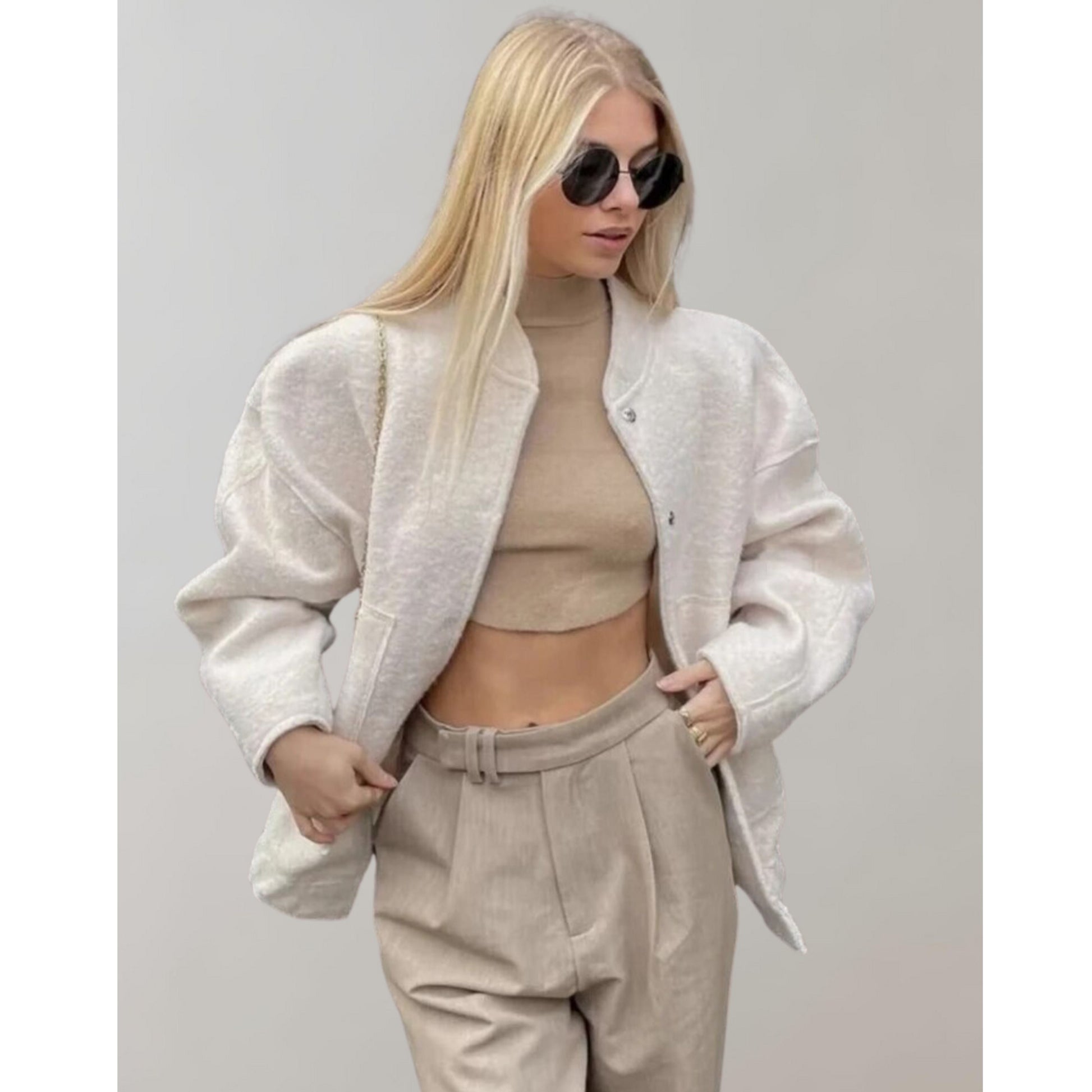 Oversized Bomberjacka | Knappslå | Fickor | Oversized Jacka | Damjacka-Mira Lina
