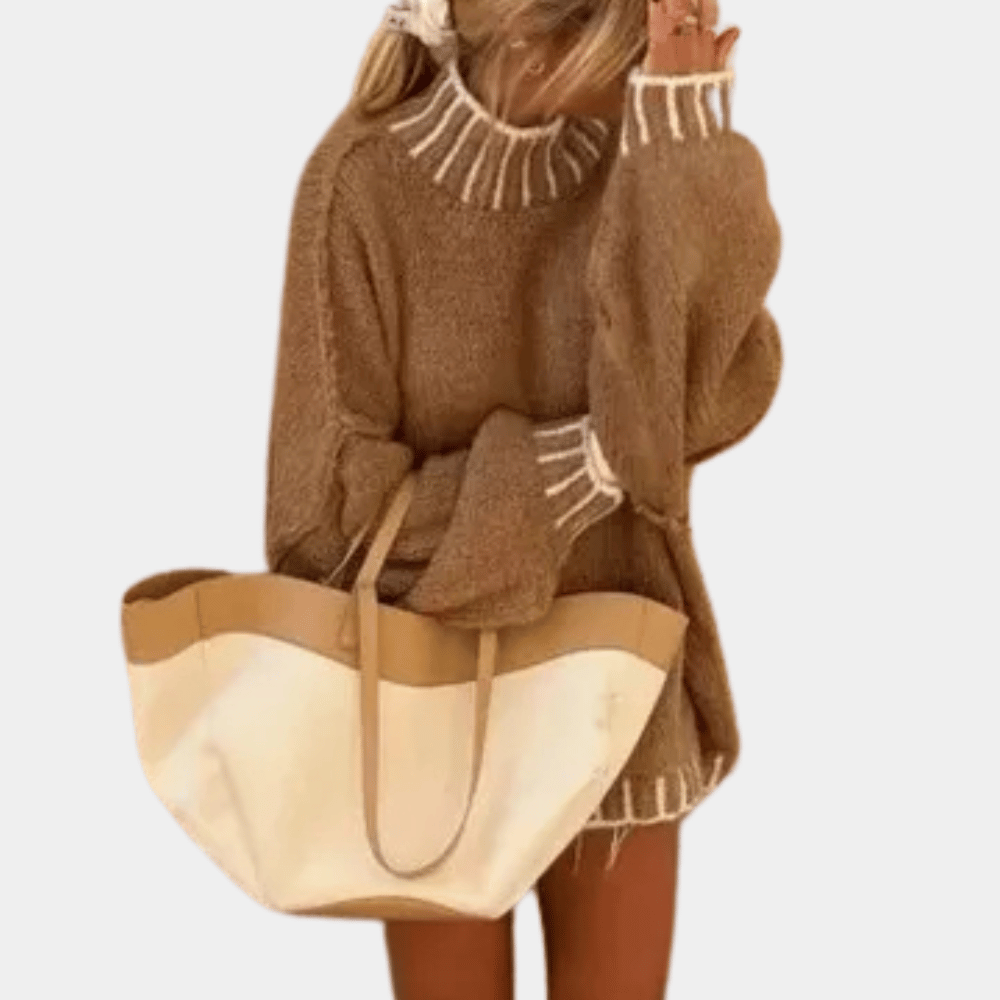 Oversized Jumper - Stickad - Pnaturfiberblandningover - Chunky Sweater - Damstickat-Mira Lina