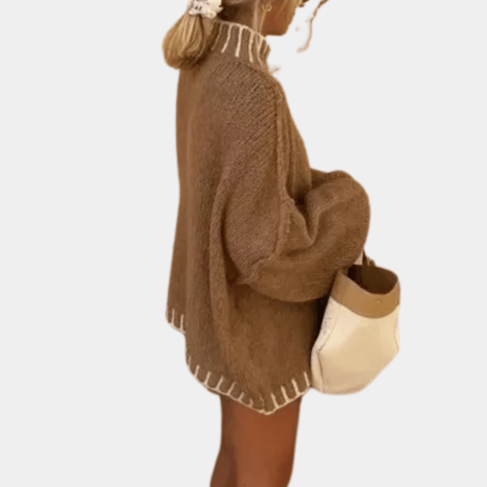 Oversized Jumper - Stickad - Pnaturfiberblandningover - Chunky Sweater - Damstickat-Mira Lina