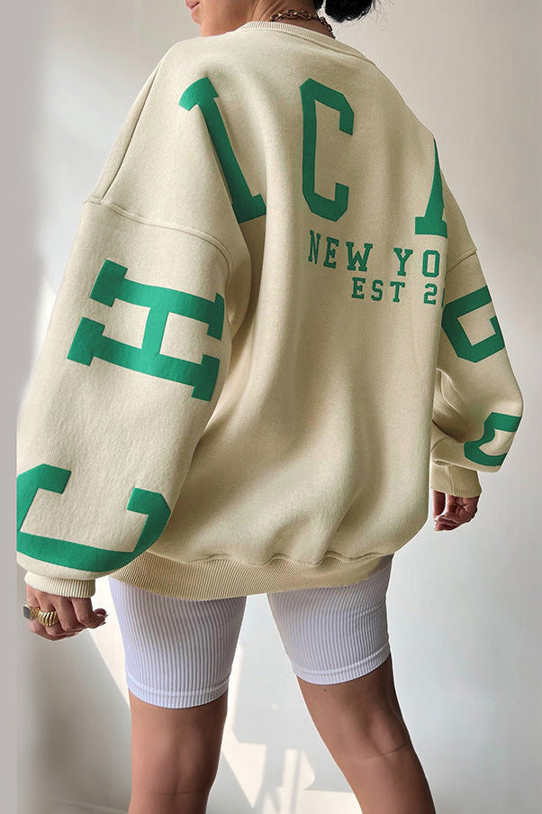 Oversized Tröja – Bekväm oversized tröja med rund hals för damer-Mira Lina
