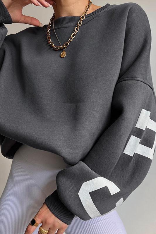Oversized Tröja – Bekväm oversized tröja med rund hals för damer-Mira Lina