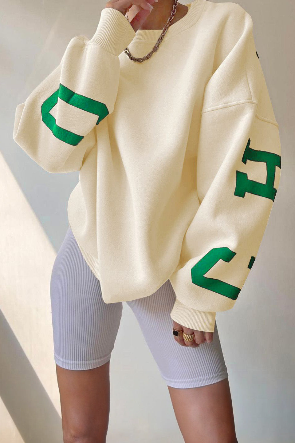 Oversized Tröja – Bekväm oversized tröja med rund hals för damer-Mira Lina