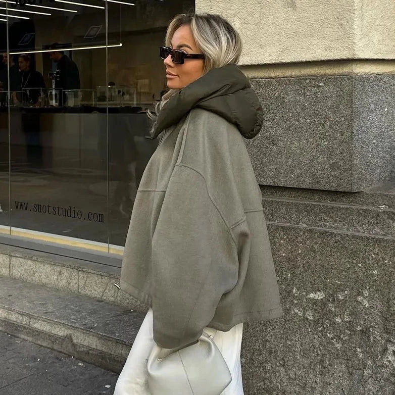 Oversized jacka – Med huva – Dragkedja – Höstjacka – Damjacka-Mira Lina