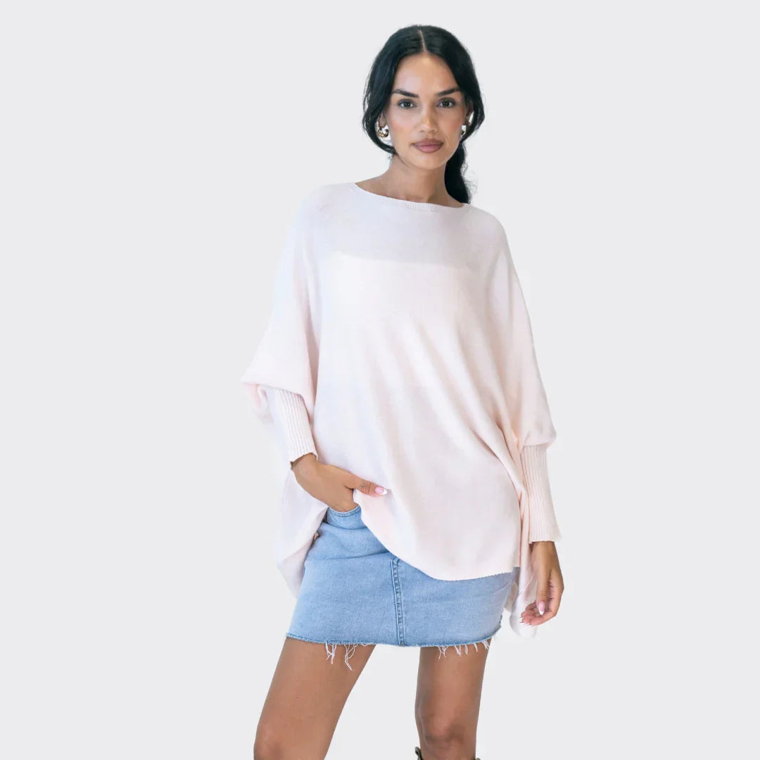 Oversized tröja | Batwing | Boatneck | Oversized pnaturfiberblandningover | Damstickat-Mira Lina