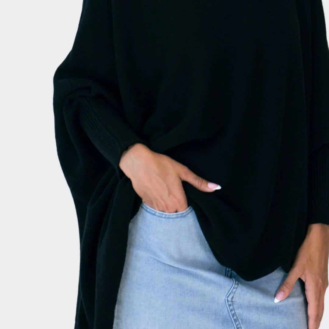 Oversized tröja | Batwing | Boatneck | Oversized pnaturfiberblandningover | Damstickat-Mira Lina
