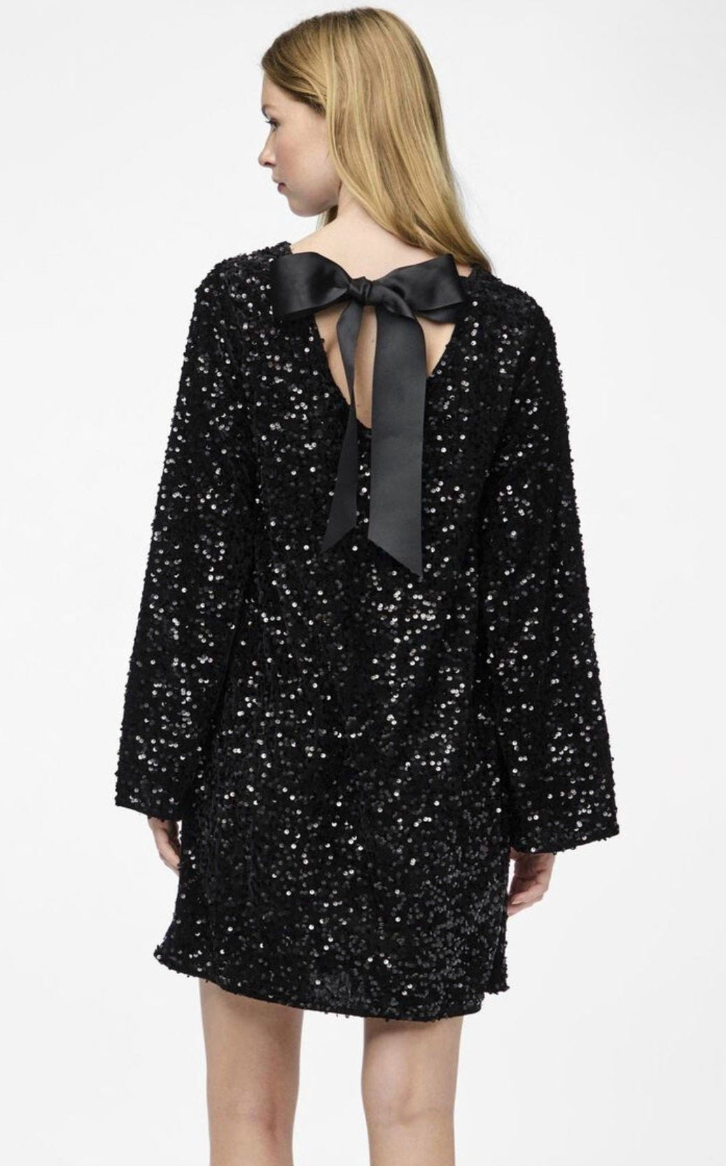 Paljettklänning – Långärmad, glittrande miniklänning för fest för kvinnor-Mira Lina