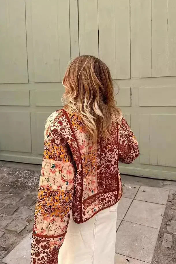 Patchworkjacka | Blommig | Lättviktsjacka | Qulted Jacket | Damjacka-Mira Lina