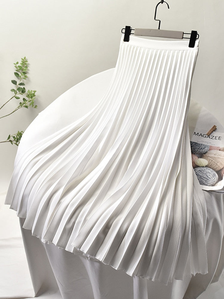 Plisserad kjol | Elegant | Hög midja | Maxikjol | Kjolar för kvinnor-Mira Lina