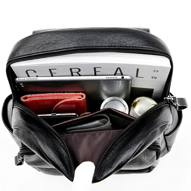 Ryggsäck i syntetmaterial med struktur - Stor ryggsäck för laptop i konstsyntetmaterial med struktur för kvinnor-Mira Lina