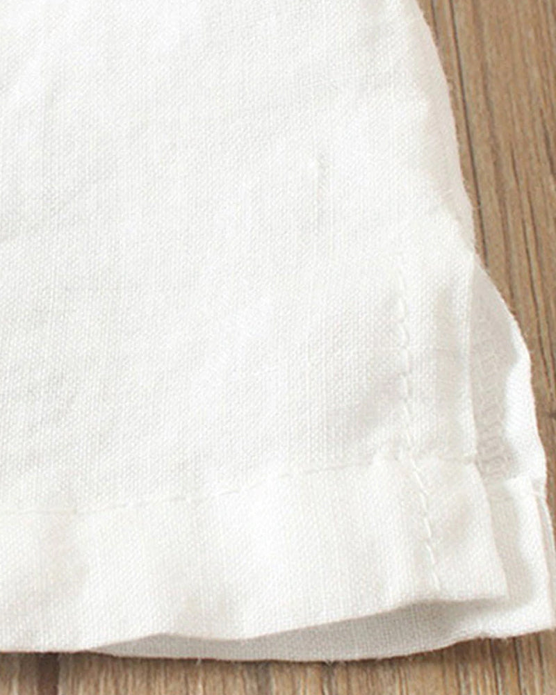 Slubvävblus – Löst sittande kortärmad slubväv-T-shirt för damer-Mira Lina