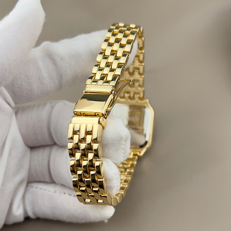 Square Watch | Kromton | Gul metallton | Quartz Watch | Damklockor-Mira Lina