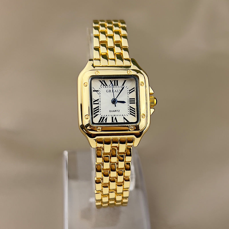 Square Watch | Kromton | Gul metallton | Quartz Watch | Damklockor-Mira Lina