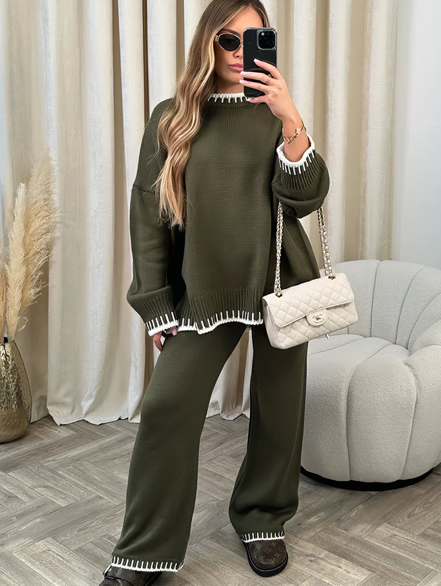 Stickad Co-Ord | Oversized Jumper | Tvådelat Set | Loungewear för kvinnor | Lounge Sets-Mira Lina