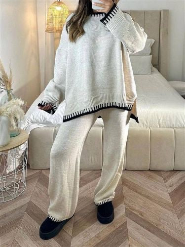 Stickad Co-Ord | Oversized Jumper | Tvådelat Set | Loungewear för kvinnor | Lounge Sets-Mira Lina