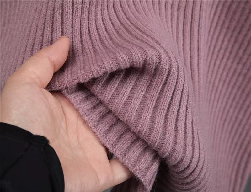 Stickad matchande set - Turtleneck - Midikjol - Stickat tvådelat set - Tröjkjolsset-Mira Lina