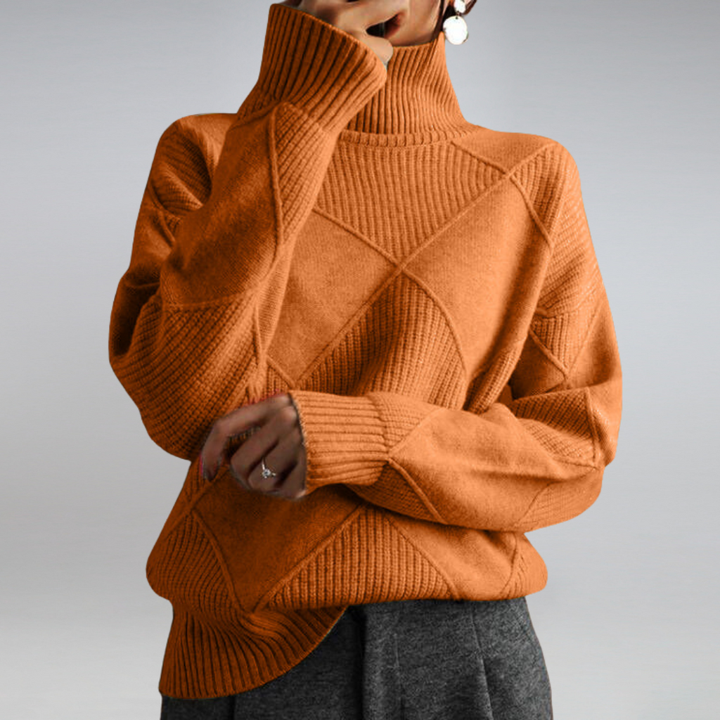 Stickad tröja - Turtleneck - Oversized - Stickad tröja - Damstickat-Mira Lina