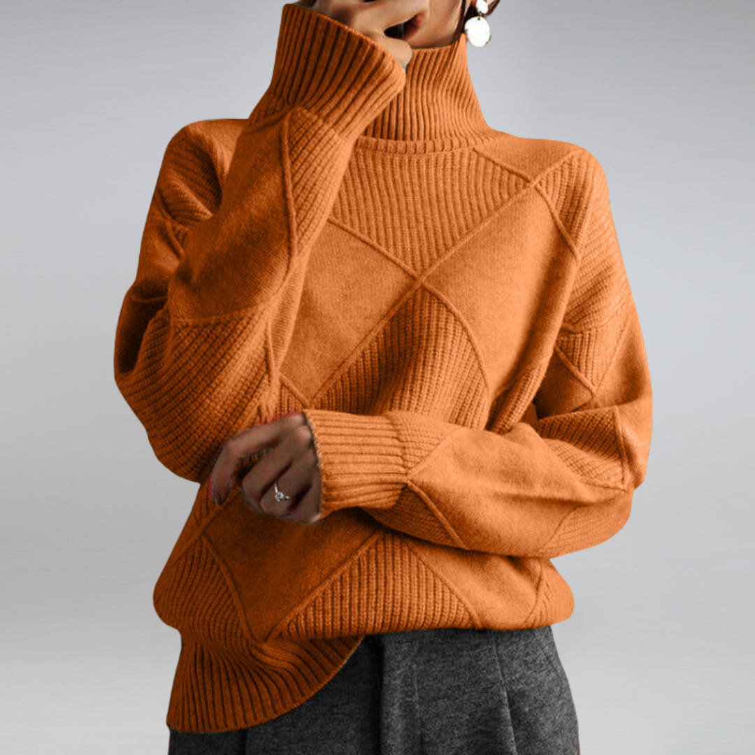 Stickad tröja - Turtleneck - Oversized - Stickad tröja - Damstickat-Mira Lina