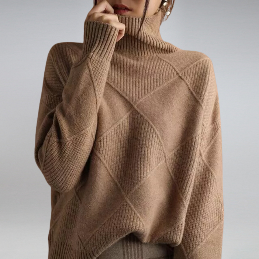 Stickad tröja - Turtleneck - Oversized - Stickad tröja - Damstickat-Mira Lina