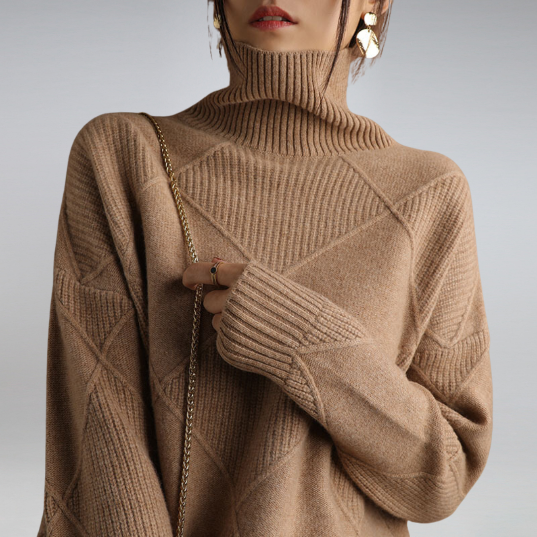 Stickad tröja - Turtleneck - Oversized - Stickad tröja - Damstickat-Mira Lina