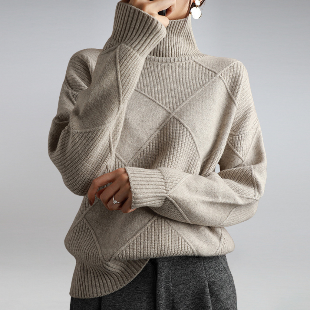 Stickad tröja - Turtleneck - Oversized - Stickad tröja - Damstickat-Mira Lina