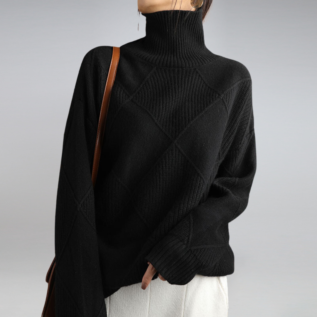 Stickad tröja - Turtleneck - Oversized - Stickad tröja - Damstickat-Mira Lina