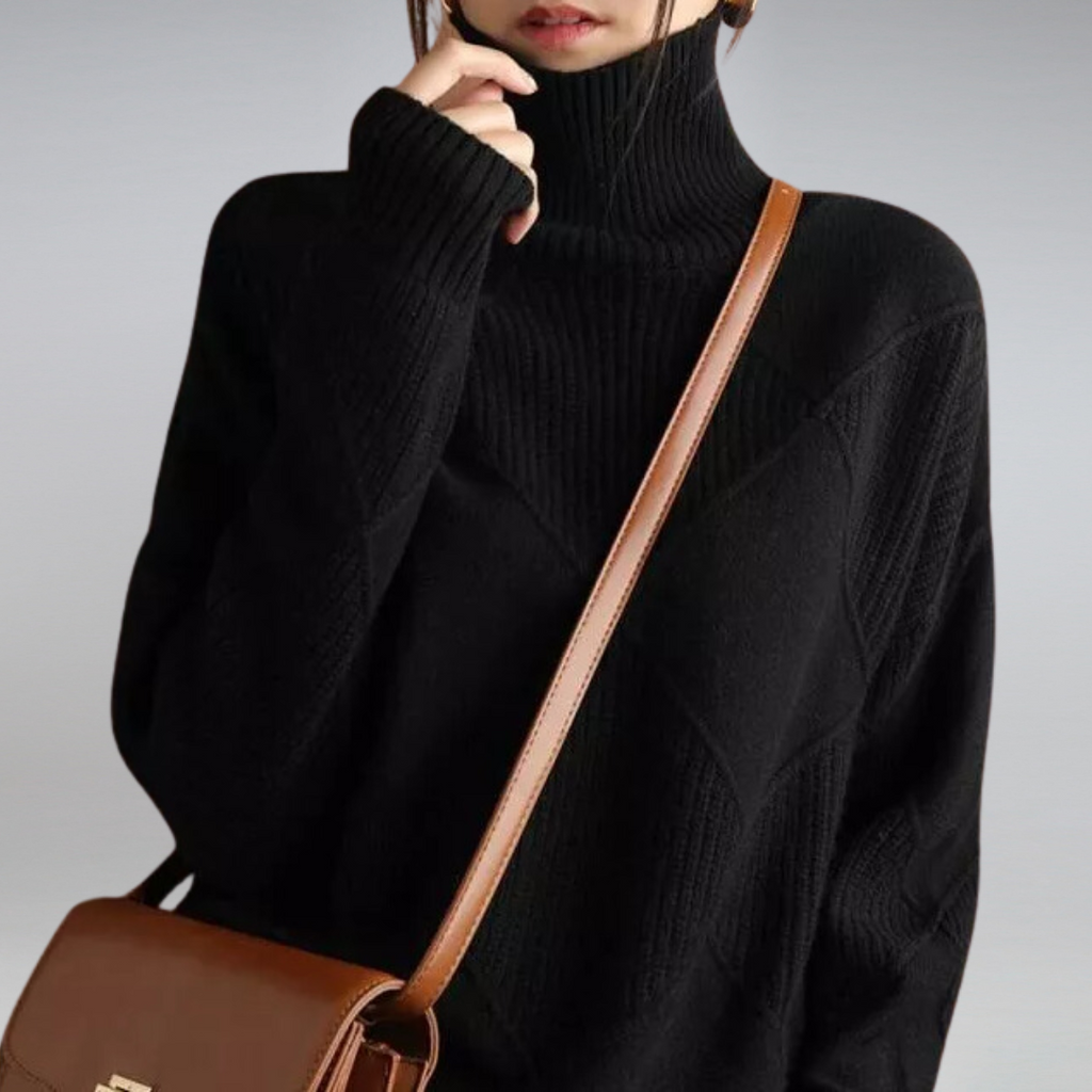 Stickad tröja - Turtleneck - Oversized - Stickad tröja - Damstickat-Mira Lina