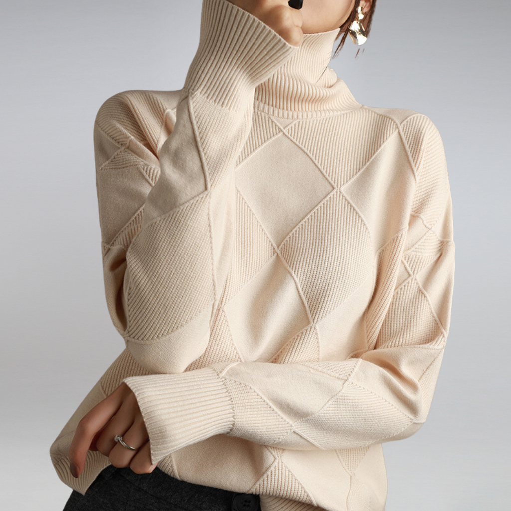 Stickad tröja - Turtleneck - Oversized - Stickad tröja - Damstickat-Mira Lina