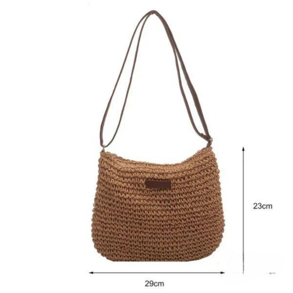 Straw Bag - Crossbody-väska i vävt halm för kvinnor med justerbar rem-Mira Lina