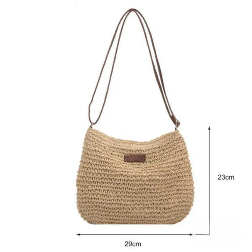 Straw Bag - Crossbody-väska i vävt halm för kvinnor med justerbar rem-Mira Lina