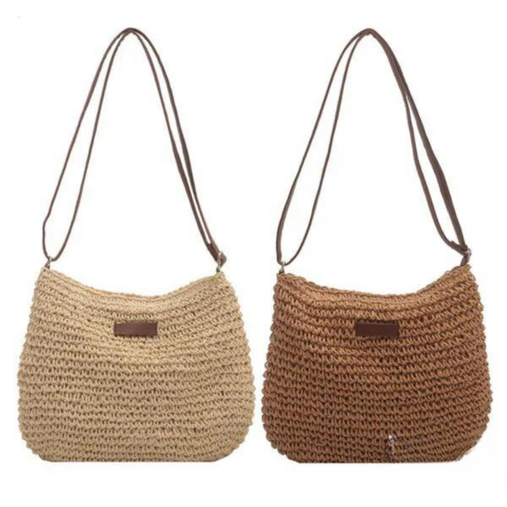Straw Bag - Crossbody-väska i vävt halm för kvinnor med justerbar rem-Mira Lina