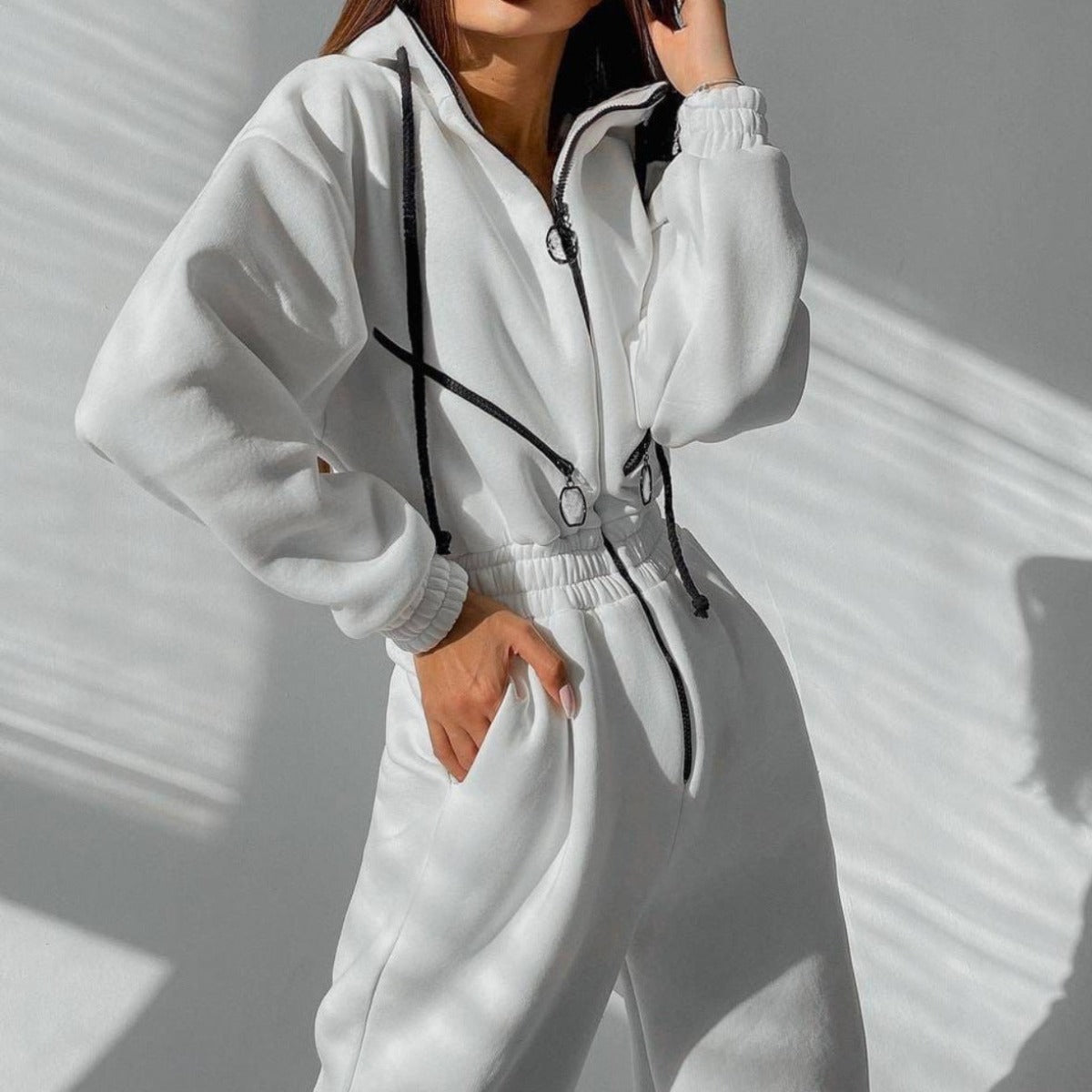 Sweatshirt-overall | Med huva | Rynkad midja | Damoverall-Mira Lina