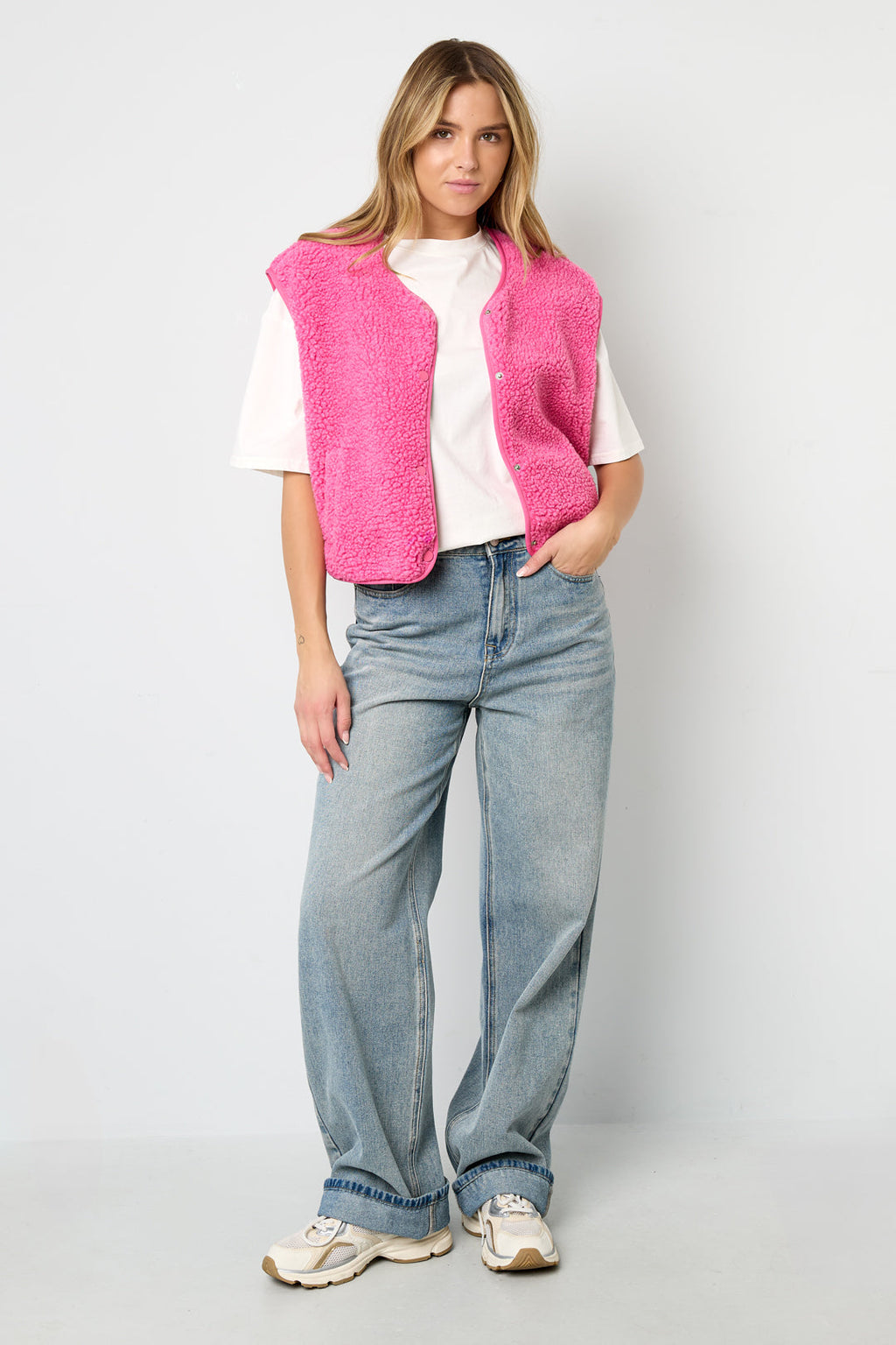 Teddyväst - Ärmlös - Loose Fit - Fleeceväst - Gilet för dam-Mira Lina