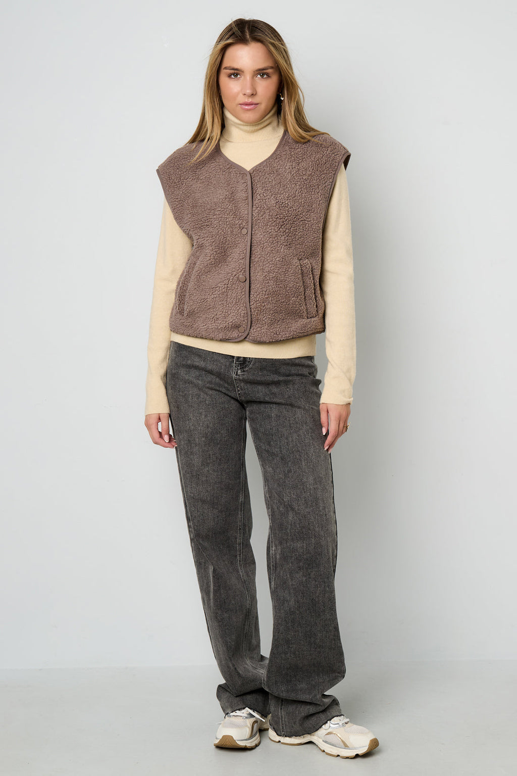 Teddyväst - Ärmlös - Loose Fit - Fleeceväst - Gilet för dam-Mira Lina