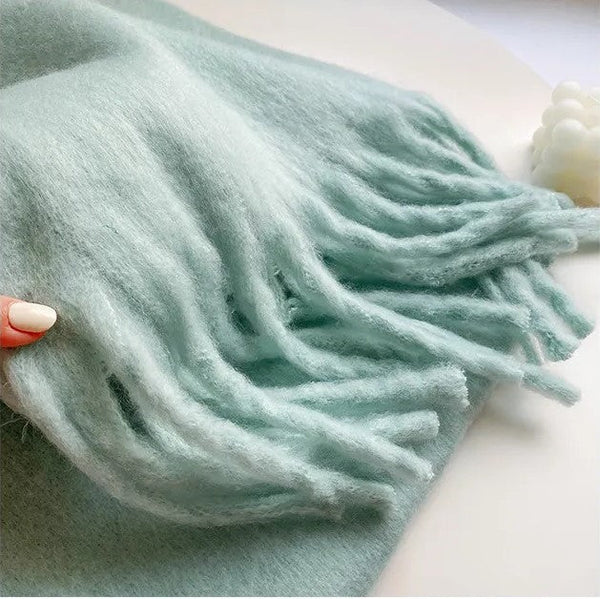 Tjock halsduk - Tjock naturfiberblandningmjukstickathalsduk för kvinnor för vintern-Mira Lina