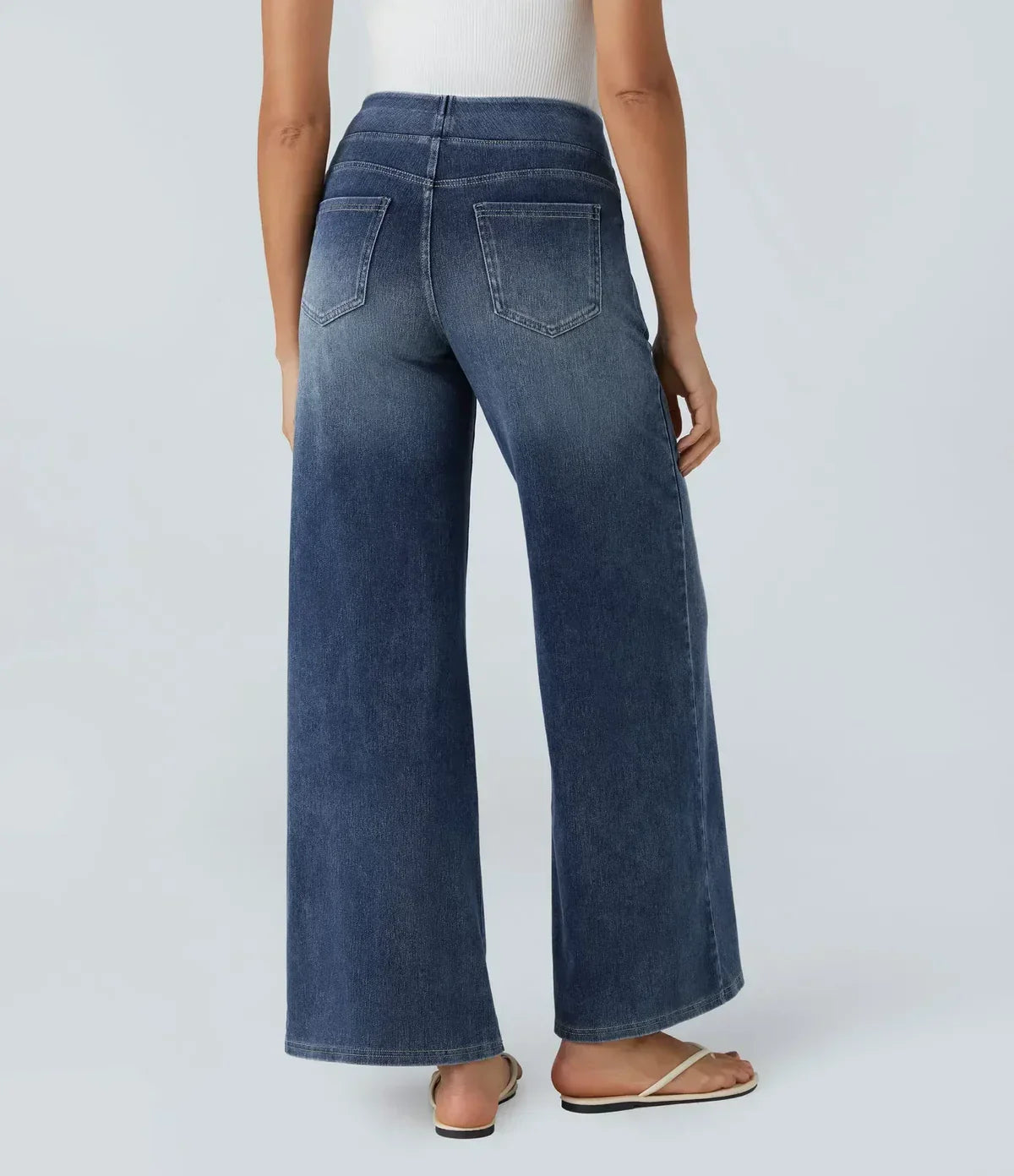 Wide Leg-jeans – Elastiska jeans med hög midja för damer-Mira Lina