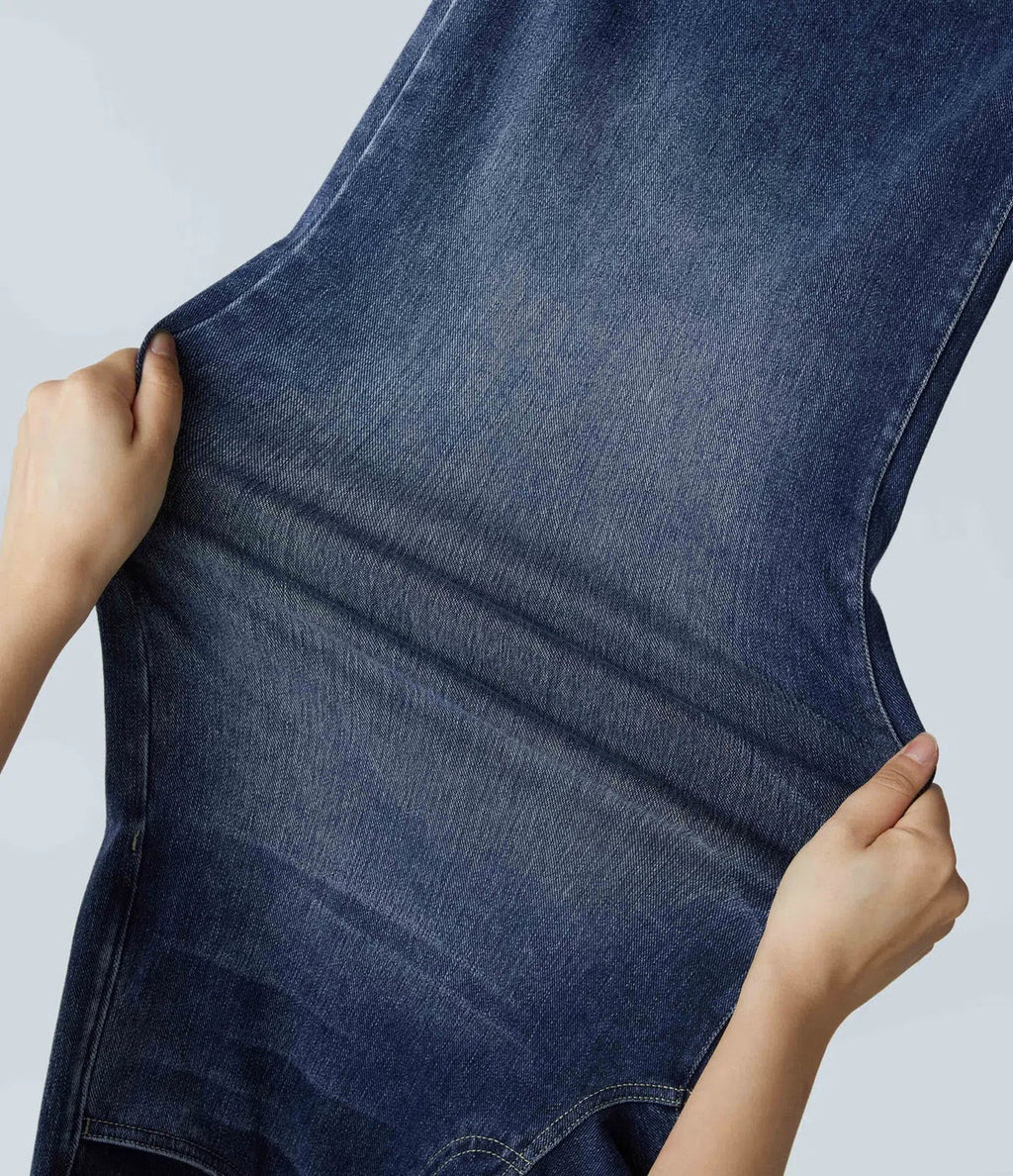 Wide Leg-jeans – Elastiska jeans med hög midja för damer-Mira Lina