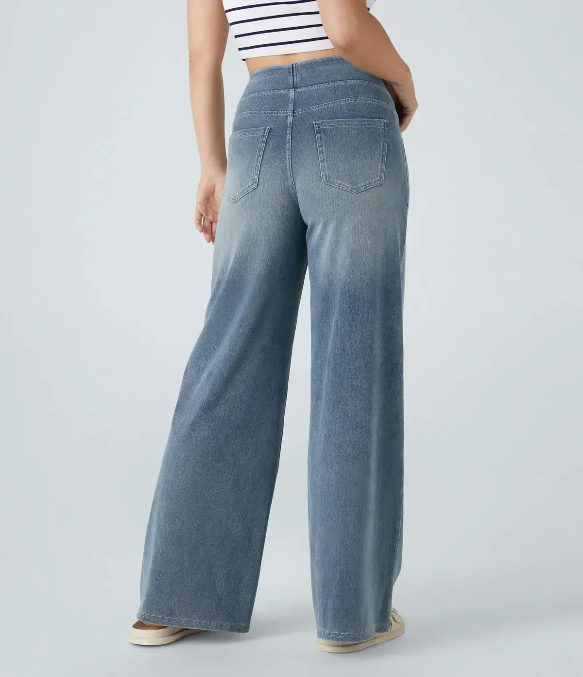 Wide Leg-jeans – Elastiska jeans med hög midja för damer-Mira Lina