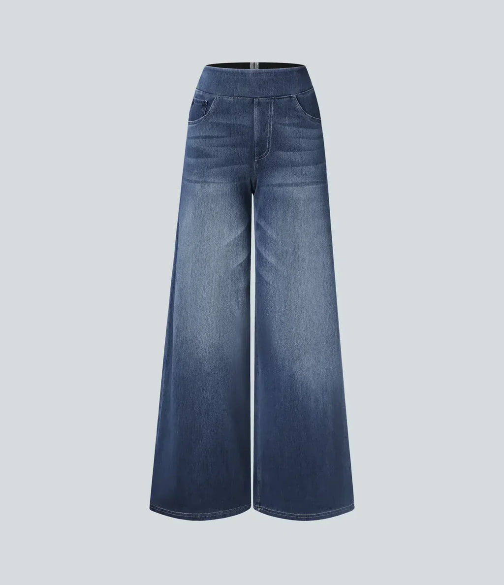 Wide Leg-jeans – Elastiska jeans med hög midja för damer-Mira Lina