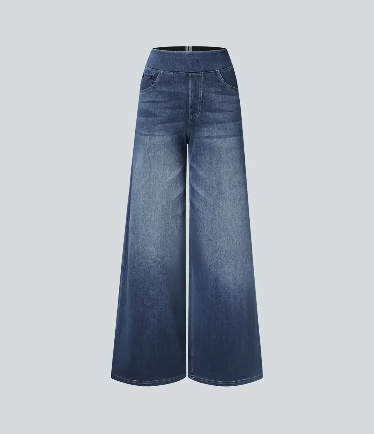 Wide Leg-jeans – Elastiska jeans med hög midja för damer-Mira Lina