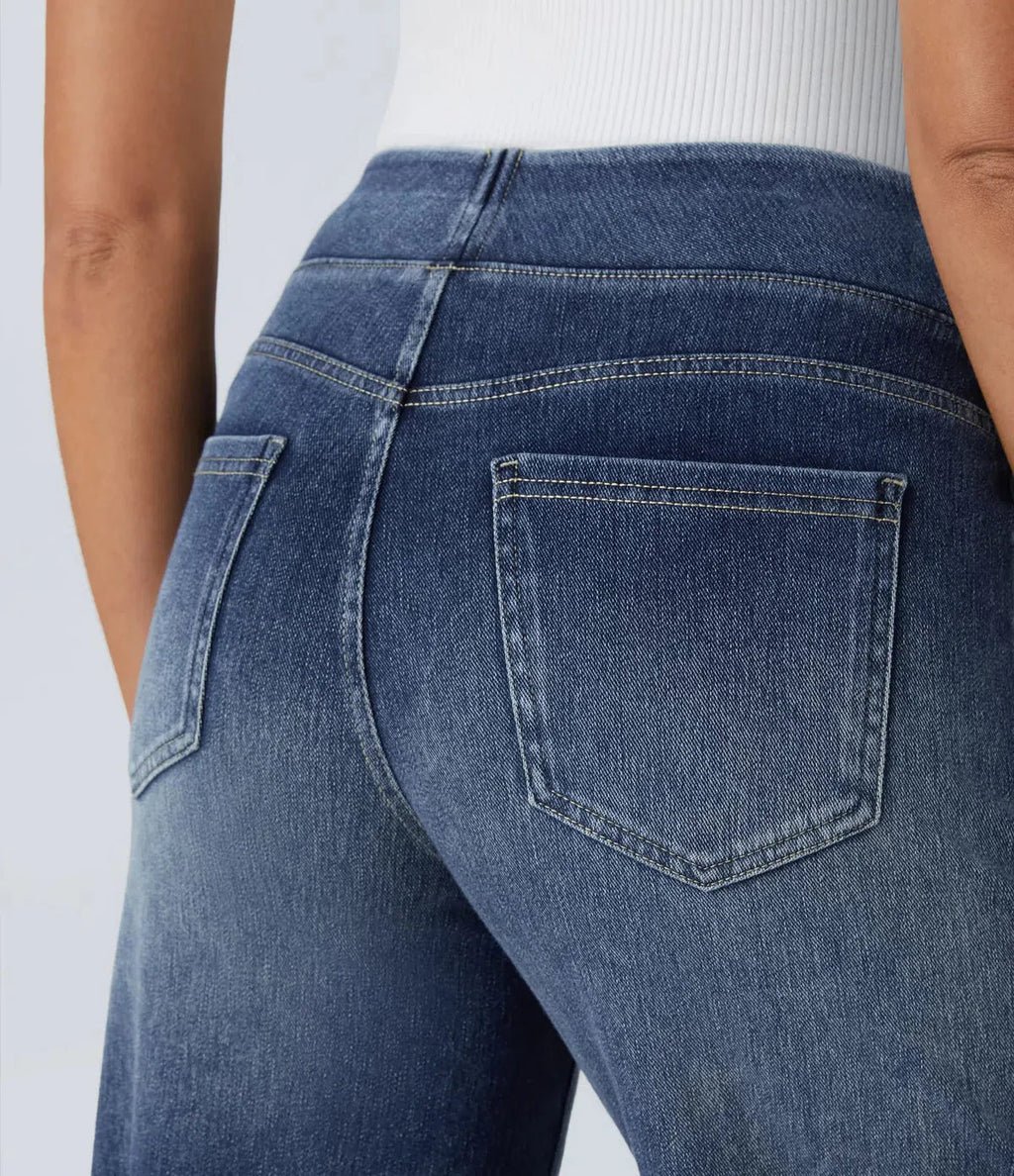 Wide Leg-jeans – Elastiska jeans med hög midja för damer-Mira Lina