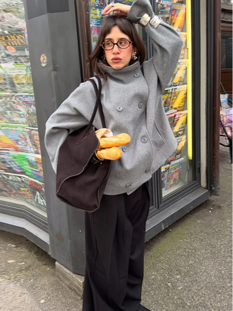 Winter Trench Coat | Kort | Oversized | Ullblandning Trench Coat | Damjacka-Mira Lina